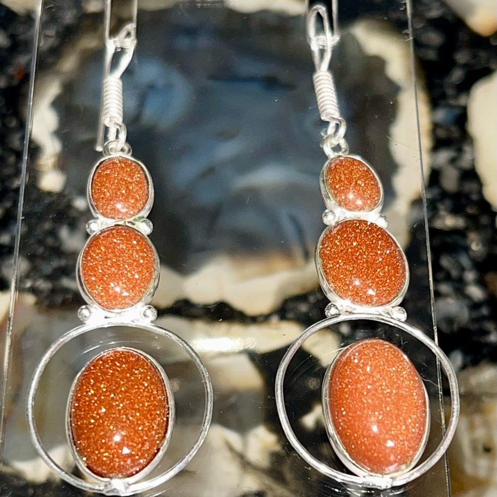 Lightweight Golden Sandstone Earrings 2 1/2” - Picture 8 of 17